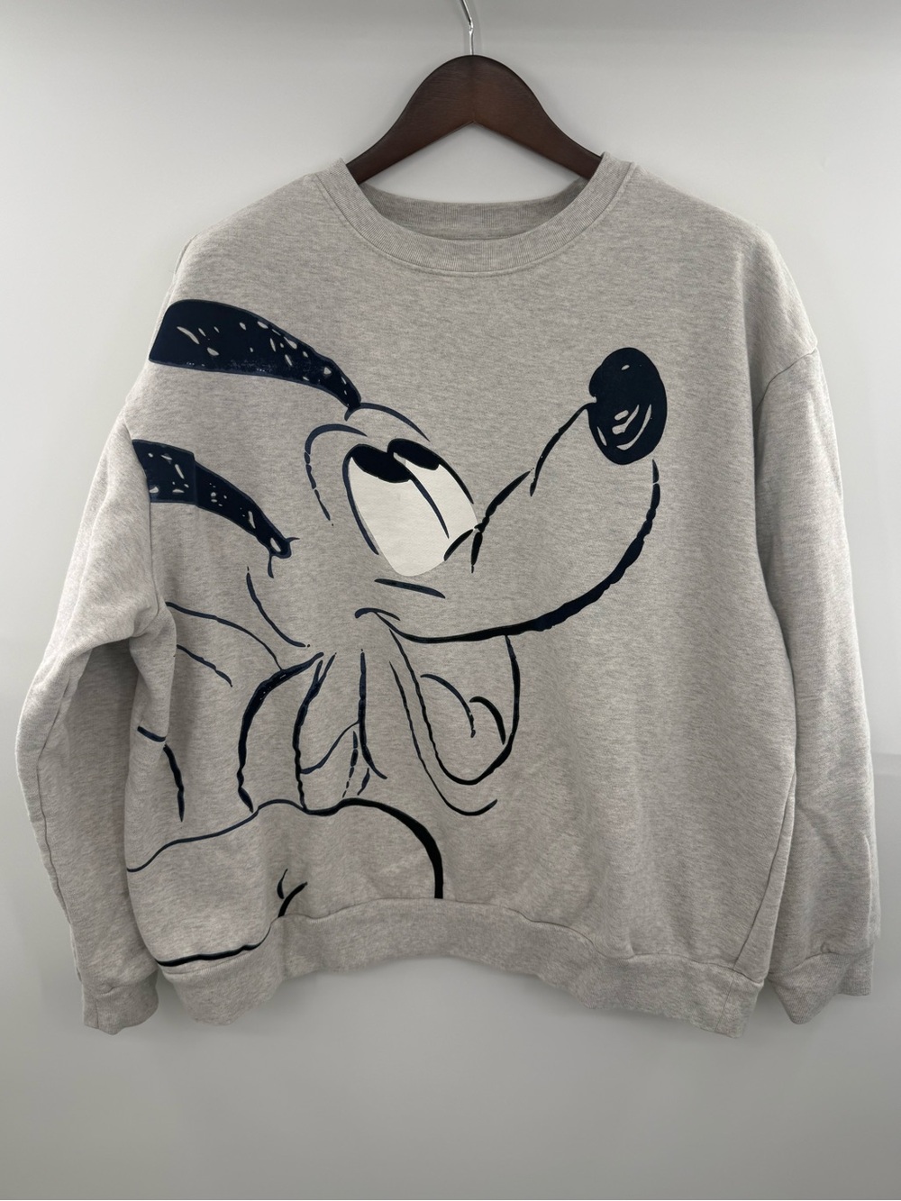 Disney Critter Chaos Pluto Pullover Sweatshirt Men XXL Gray Oversized Graphic
